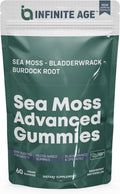 INFINITE AGE: Sea Moss Advanced Gummies, 60 Count - Delicious, Vegan, Made in USA - Irish Seamoss, Bladderwrack, Burdock Root - Overall Health, Immunity Support, Sea Moss Gummies for Women and Men