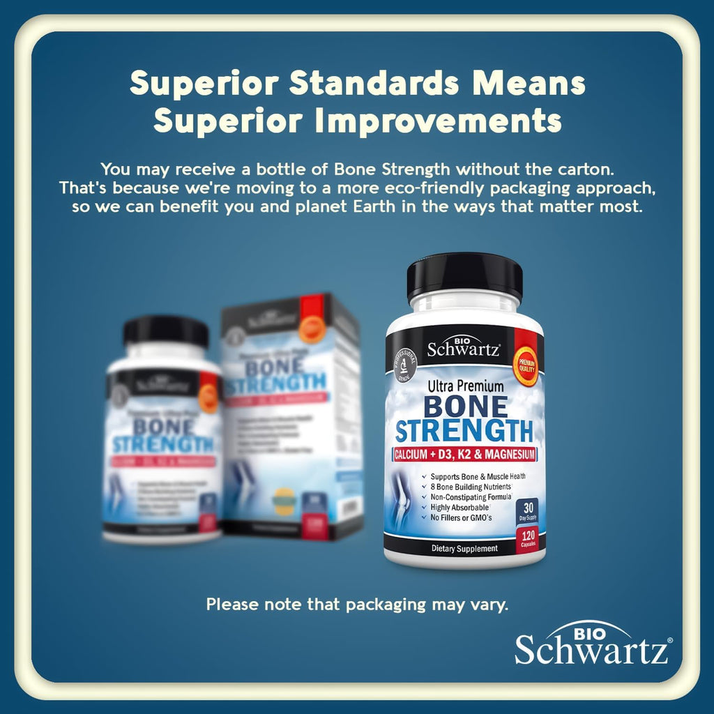 High Absorption Bone Strength Supplement - Gentle Non-Constipating Bone Health Supplement for Women & Men with 9-in-1 Complex with Calcium Magnesium Zinc D3 K2 & More - 3rd Party Tested - 1 Month