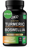 Turmeric Boswellia Extract Supplement 2000 mg – Extra Strength Boswellia Serrata with Turmeric Curcumin - 95% Curcuminoids and 65% Boswellic Acid - Standardized High Potency - Made in USA