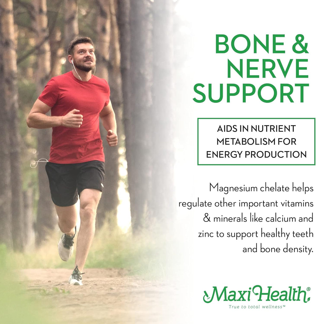 Magnesium Capsules - Energy Production - Muscle & Nerve Health - Bone Support - Magnesium Supplement from Magnesium Oxide, Magnesium Glycinate Chelate and Magnesium Citrate - 180 Count by Maxi Health