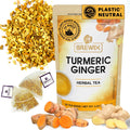 BREWIX, Turmeric Ginger Herbal Tea Bags (50 Pyramid Tea Bags) Immune Support | Naturally Caffeine Free, Gluten Free | Ayurvedic | Real Ingredients From India