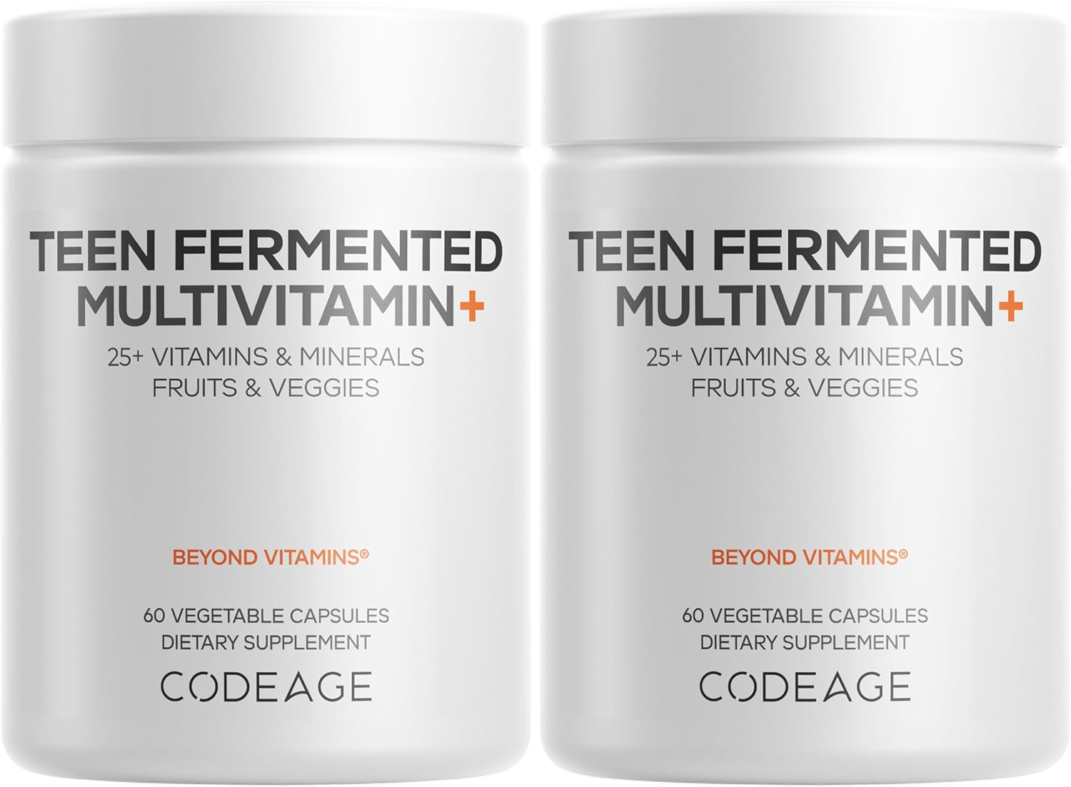 Codeage Teen Multivitamin Supplement – Daily Vitamins and Minerals for Teen Boys and Girls – Organic Whole Food Formula with Omega-3 and Vitamins A to K - 2 Pack
