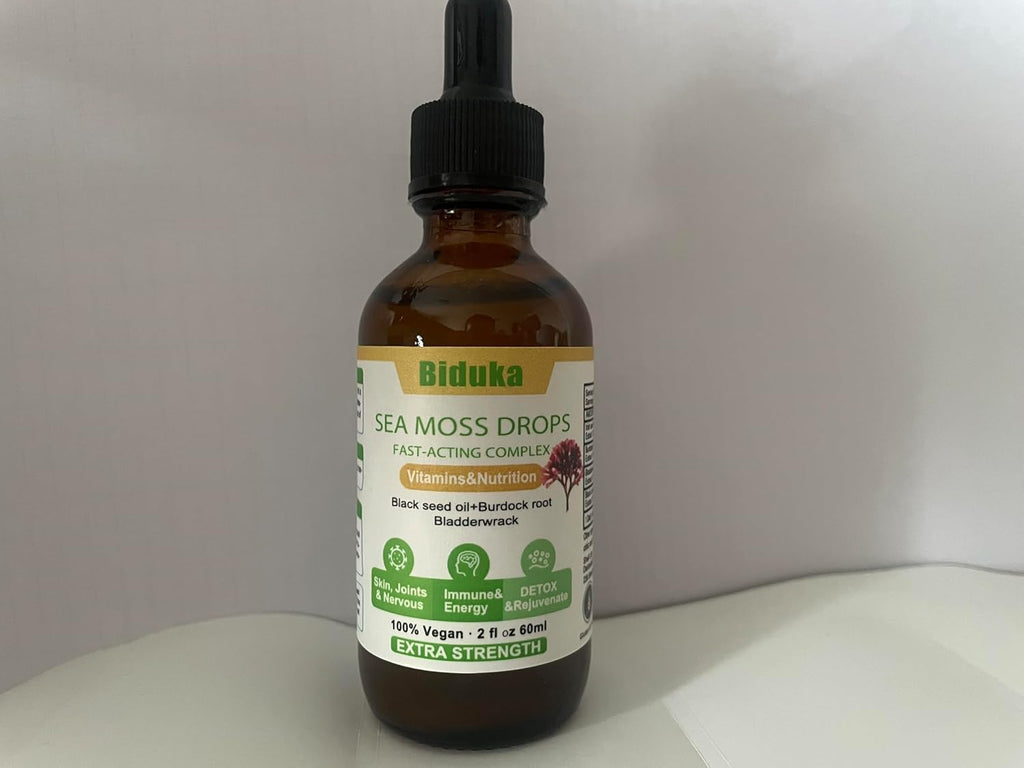 Irish Sea Moss Drops Black Seeds Oil, Bladderwrack, Burdock Root, Vitamin C and Zinc, Multimineral Drops Seamoss Supplement for Immune, Joint, Digestion, Aging Support