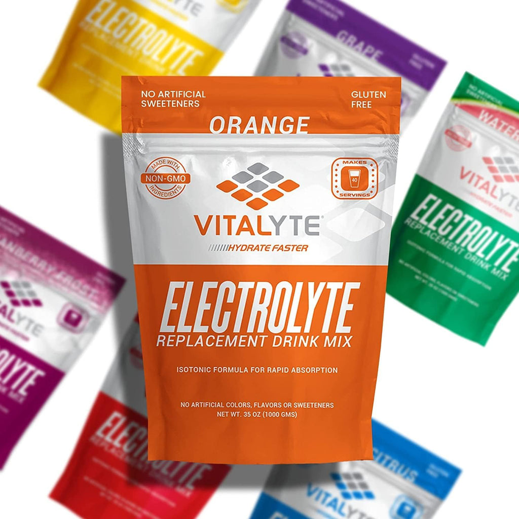 Vitalyte Electrolyte Powder Drink Mix, Isotonic Electrolyte Hydration Mix, Bulk Case Pack (12 Pack, Orange)