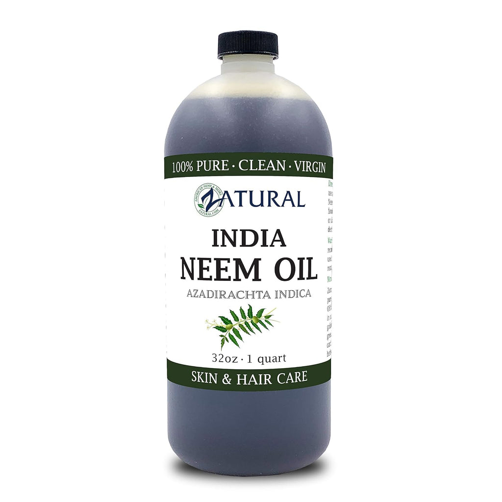 Zatural 100% Pure Neem Oil - Undiluted, Cold-Pressed, For Hair, Skin, and Nails, 32 oz