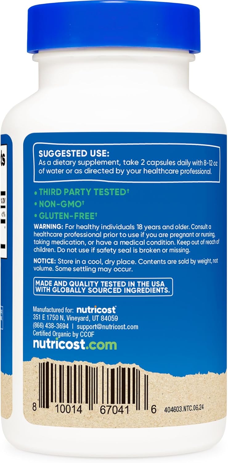 Nutricost Amla 1000mg, 120 Vegetarian Capsules - CCOF Certified Made with Organic, Non-GMO, Gluten Free, 60 Servings