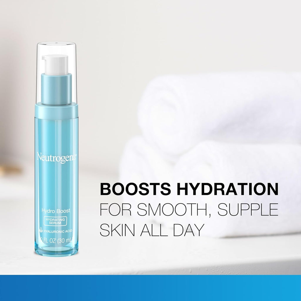 Neutrogena Hydro Boost Hydrating Hyaluronic Acid Serum, Hydrating Face Moisturizer For Dry Skin, Oil-Free Non-Comedogenic Moisturizer, 1 FL OZ