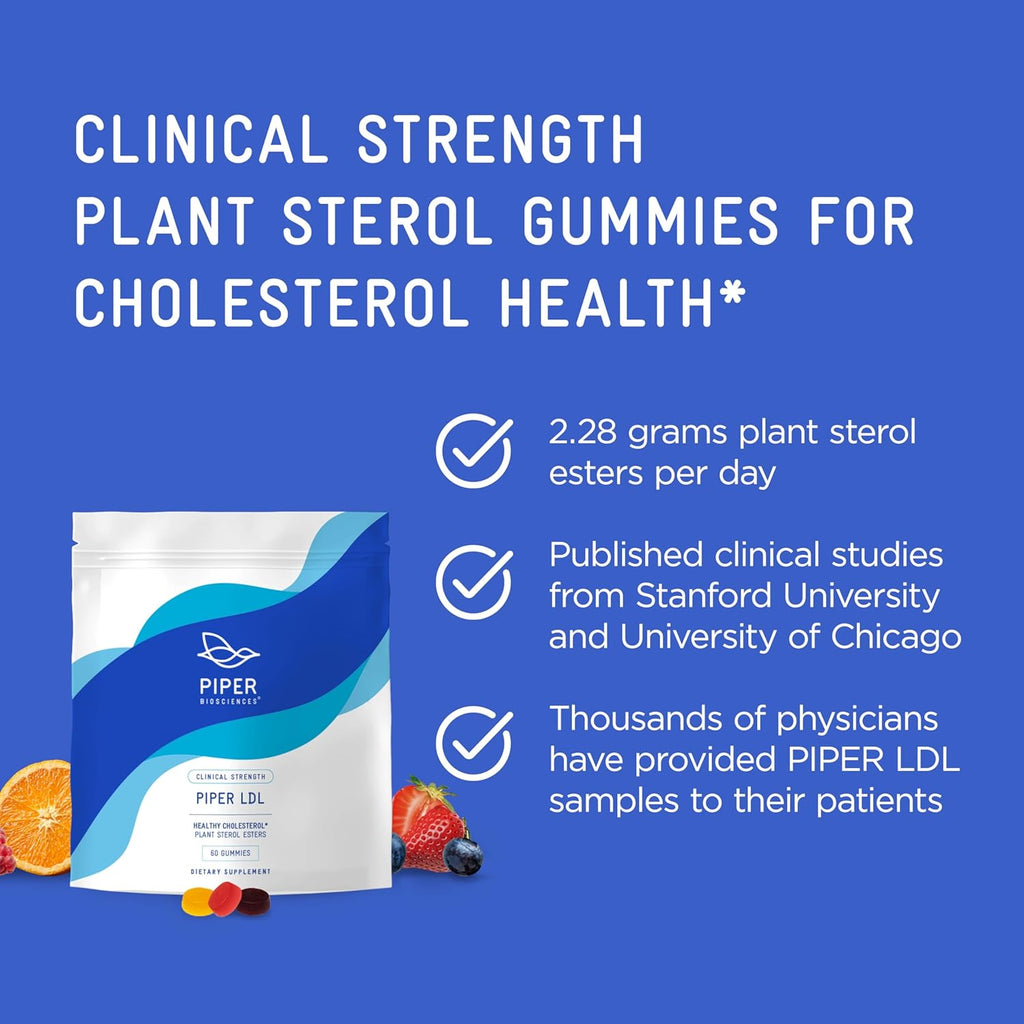 Piper LDL Clinical Strength Healthy Cholesterol Gummies (2280 mg Plant Sterol Esters Per Day): Two Packs Each with 60 Gummies, Vegan, 30 Day Supply