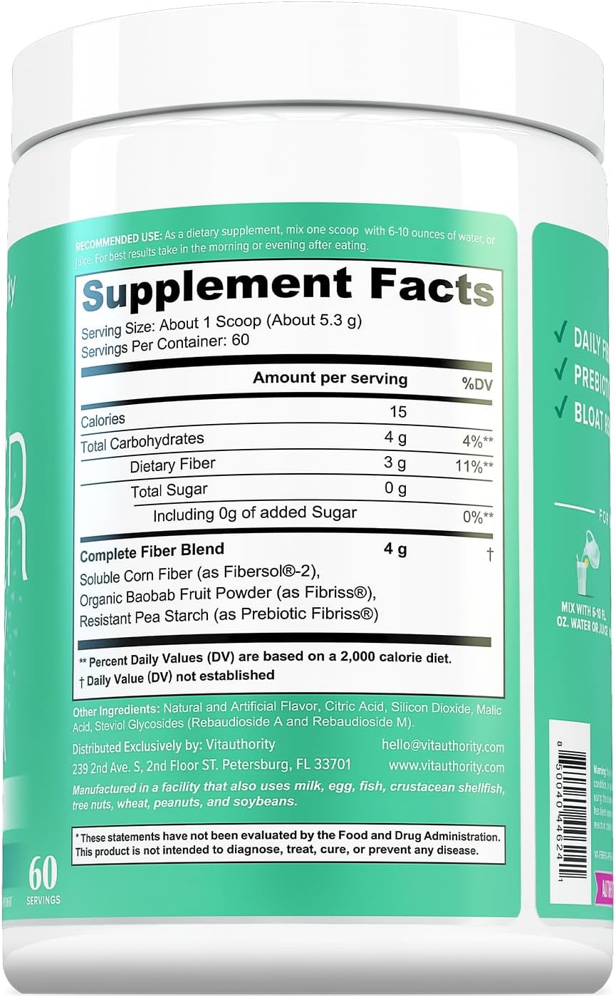 Fiber Supplement Colon Cleanse Prebiotic Powder Detox | Colon Cleanse Detox for Women | Digestive Health Regularity Satiety & Bloating Relief for Women Gut Cleanser & Powder Apple Flavored 60 Servings