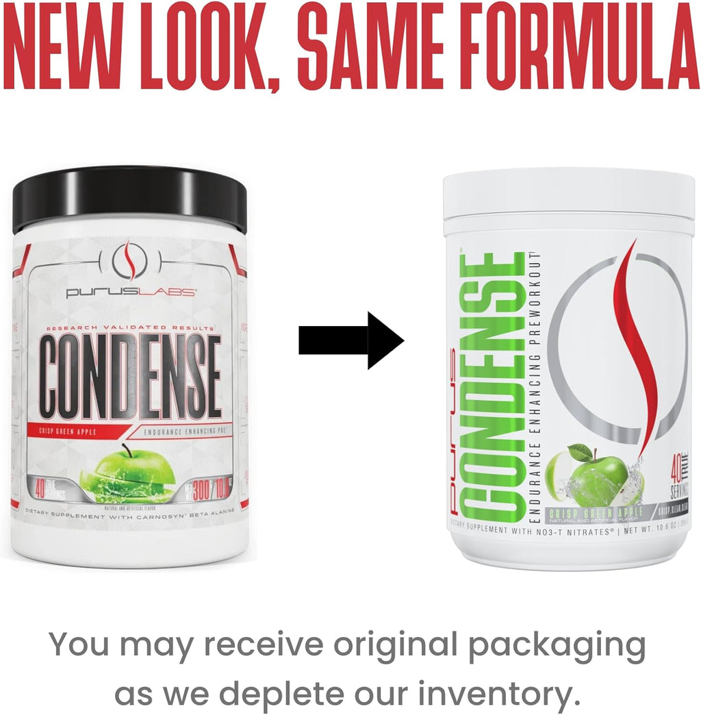 Purus Labs CONDENSE PreWorkout Powder, 40 Servings (Crisp Green Apple)