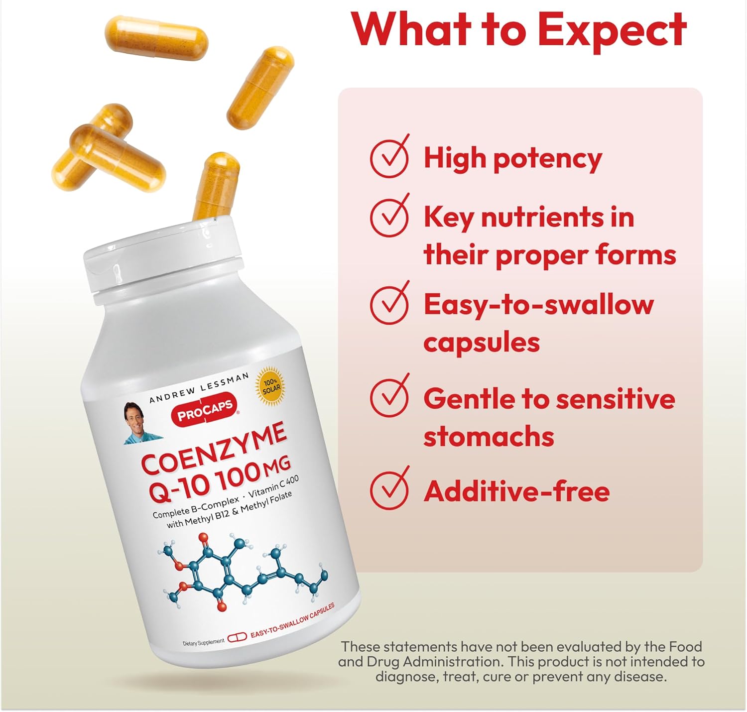 ANDREW LESSMAN Coenzyme Q-10 100 mg 360 Capsules - Essential for Energy Production and Optimum Key Organ Function, Anti-Oxidant Support, Depleted by Aging, Plus B-Complex. Easy to Swallow Capsules