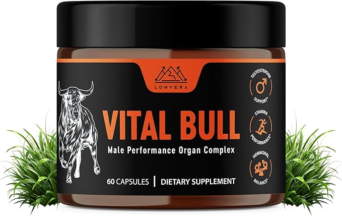 Vital Bull Beef Organ Supplement for Men with Grass Fed Liver, Testicle, Prostate & Bone Marrow – Freeze Dried Beef Organ Capsules for Nutrient Support – 30 Day Supply