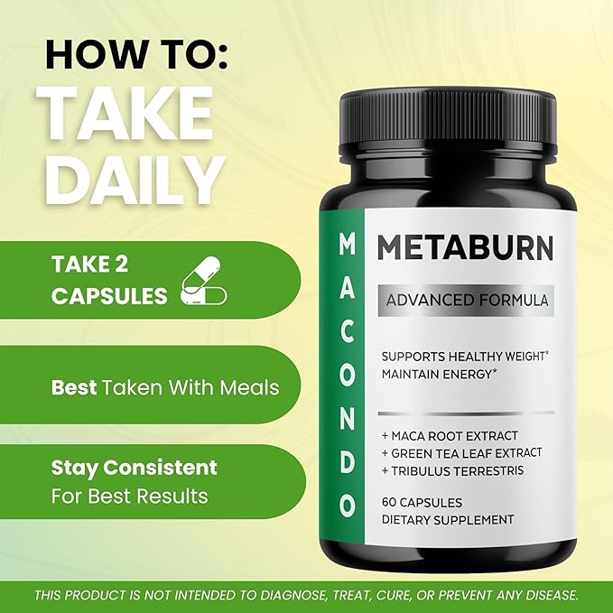 (2 Pack) Metaburn - Official Metaburn Supplement Capsules Advanced Formula Support, Metaburn Daily Health Premium Formula Pills All Natural for Overall Health & Wellness, 120 Capsules for 2 Months