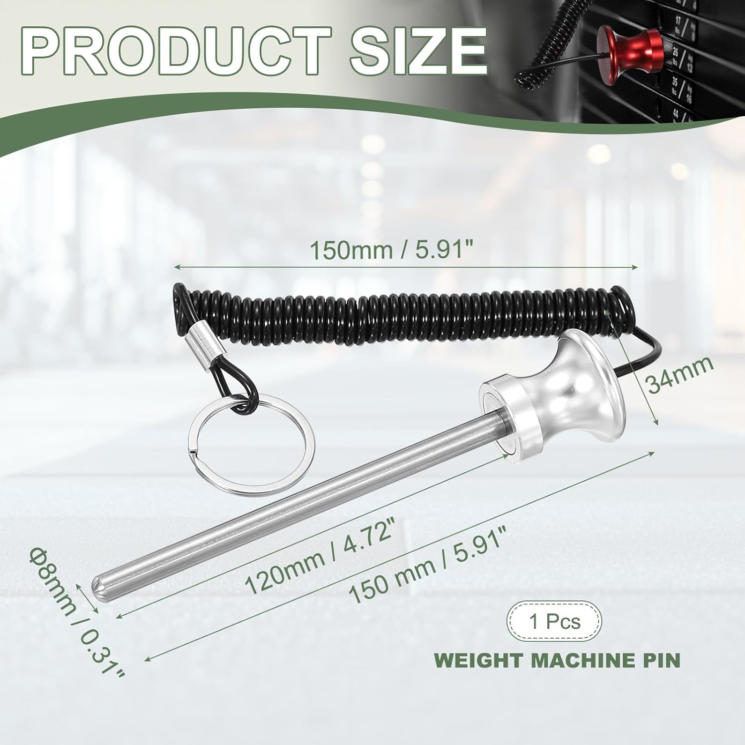 Weight Stack Pin, Weight Gym Pin Strength Training Equipment Replacement with Pull Rope for Home Gym Club