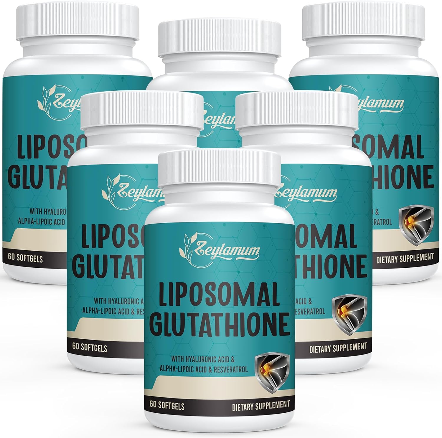 2400 MG Liposomal Glutathione Softgels, Max Absorption, Active Form L-Glutathione Reduced (GSH), with Hyaluronic Acid, Resveratrol, Master Antioxidants for Detox, Brain, Immune System, 360 Softgels