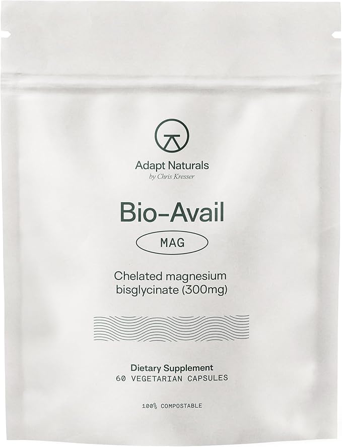 Adapt Naturals Magnesium Glycinate Supplement, Bioavailable High Absorption Pure Magnesium Chelate Complex, Supports Gut Health, Sleep, Relaxation, Bone and Muscles - 30 Days Supply