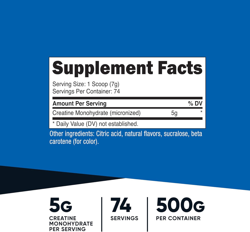 Nutricost Creatine Monohydrate Powder (Mandarin Orange, 500 Gram) - Micronized Creatine Supplement - Vegan, Non-GMO, Gluten Free