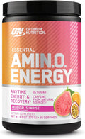 Optimum Nutrition Amino Energy Powder – Energy & Focus Pre Workout with Amino Acids, BCAA, Green Tea Caffeine & Coffee, Muscle Recovery Support – Tropical Sunrise, 30 Servings (Packaging May Vary)