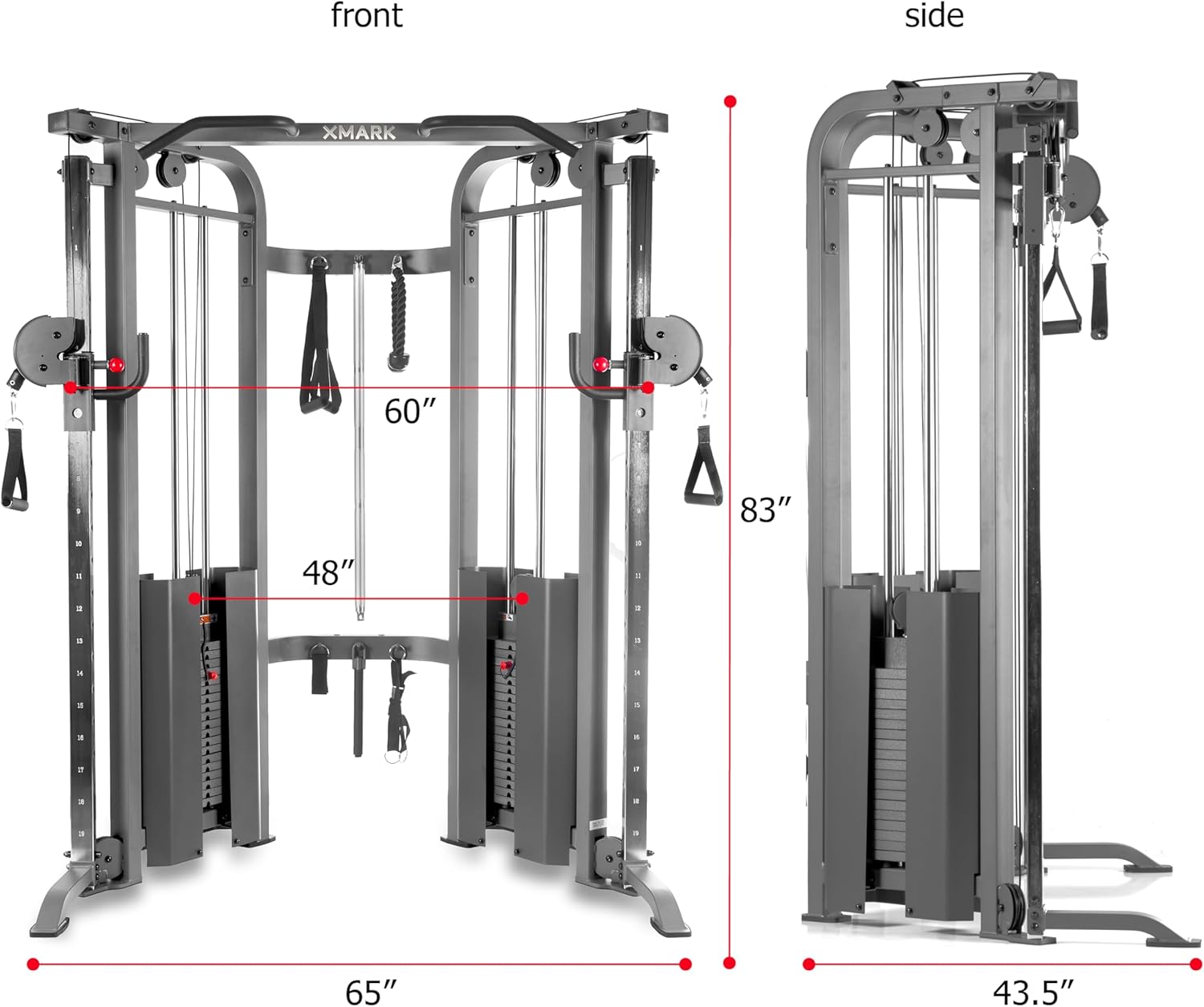 XMARK Functional Trainer with Dual Weight Stacks, All-in-One Cable Machine & Crossover for Full Body Strength Training at Home or Garage Gym