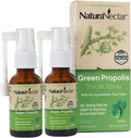 NaturaNectar Green Bee Propolis Throat Spray | Fast, Soothing Throat Care Wellness Support | Non-Alcoholic Family Friendly Formula (2-Years and up) | Sustainable Beekeeping | Eco-Friendly (2 Pack)