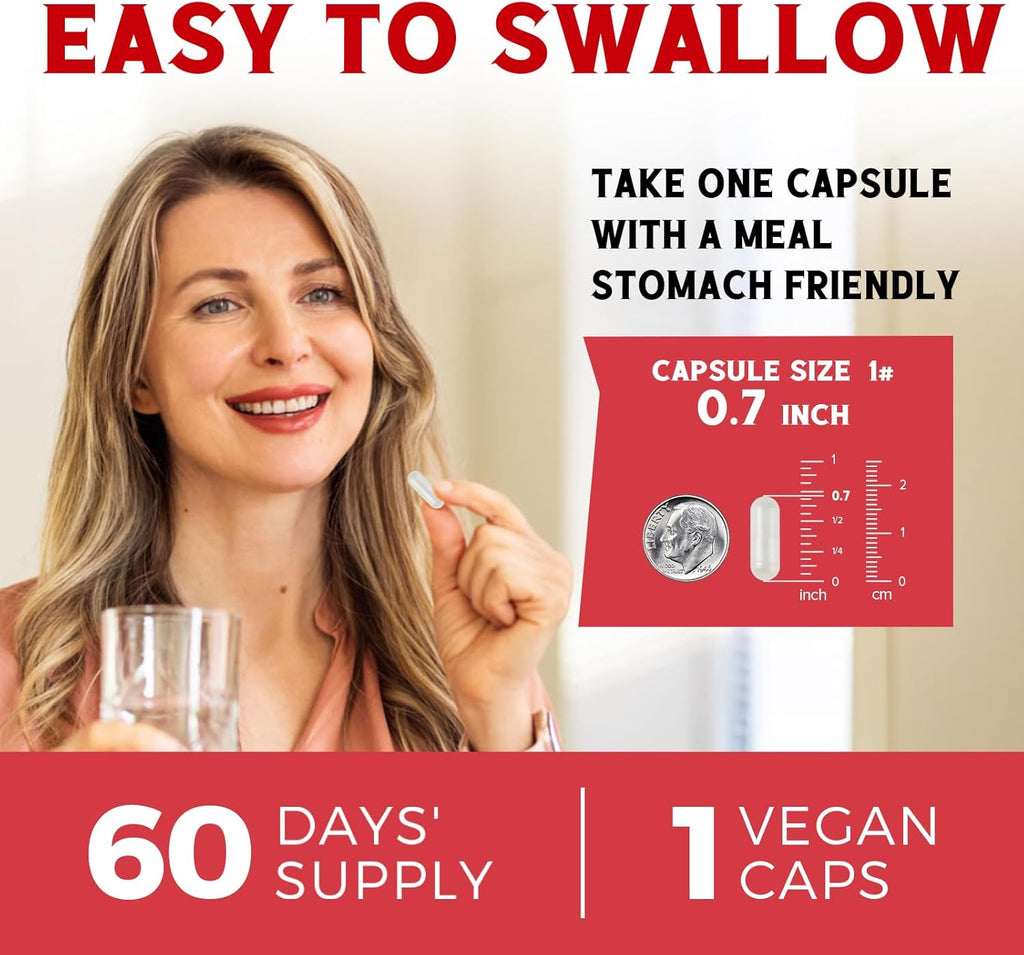 Iron Supplement for Women & Men, with Vitamins C, B6, B12 & Folate for Iron Deficiency, Blood Building & Energy Support, Stomach Friendly, Better Absorption, Non-GMO, No Gluten, 60 Vegan Caps