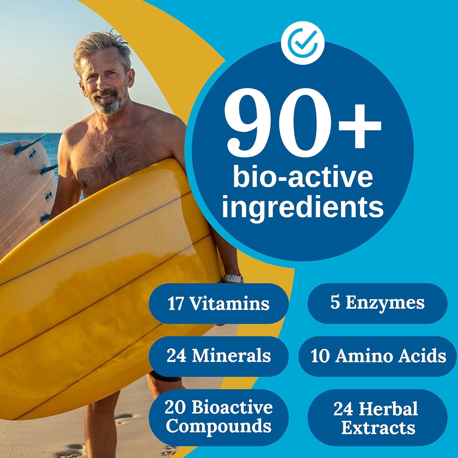 Xtendlife Total Balance Men's Premium Extra Strength Daily Multivitamin & Mineral - 90+ Nutrients for Complete Immune, Heart, Digestive, and Cellular Health - 30 Day Supply