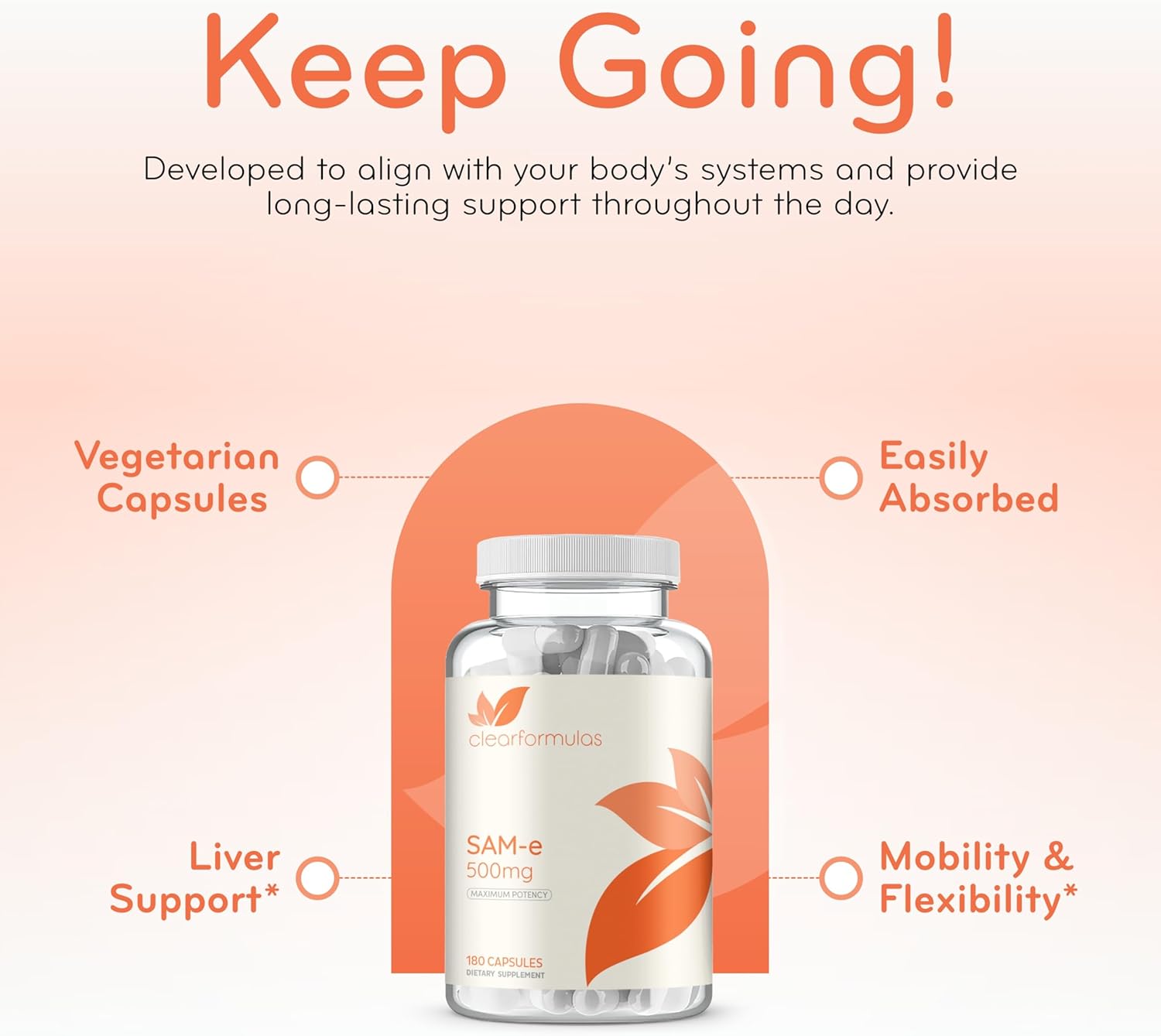 Bioactive SAM-e 500mg - High Strength SAM-e Supplement with Biologically Active S,S Form for Liver and Mood Support - Vegan Non-GMO Preservative Free - Made in The US (180 Servings)