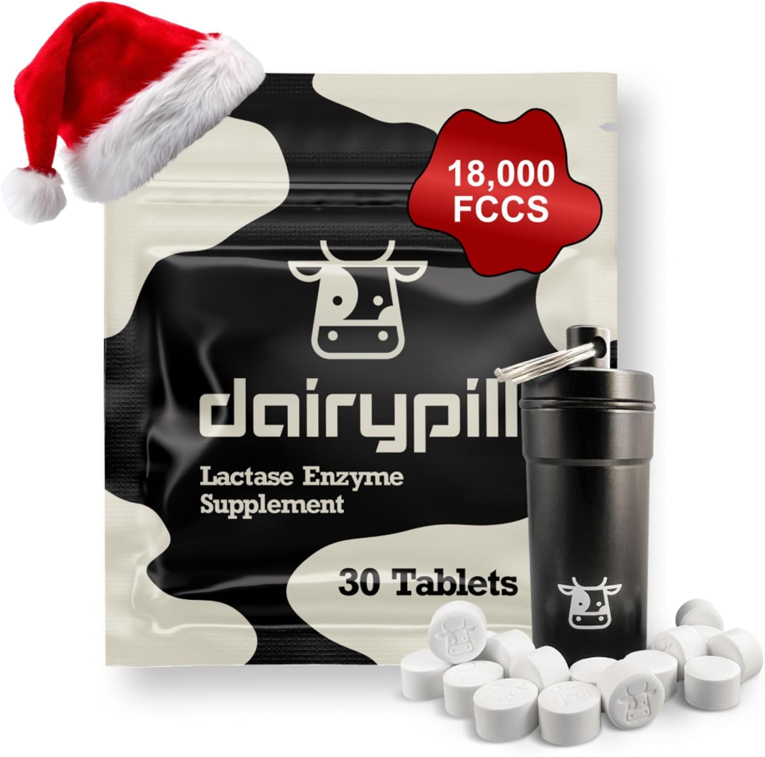 DairyPill Lactase Enzyme Supplements to Support Lactose Digestion, 18,000 FCCs per Pill, Portable, Easy to Swallow, Preservative and Gluten Free, American Made, Non GMO, 30 Count