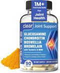Glucosamine Sulfate 1500mg Chondroitin & MSM Joint Support - 8-in-1 Formula with Turmeric & Boswellia - Easy-to-Swallow Capsules, Gentle on Stomach for Back, Knee & Hip Support - 90 Capsules