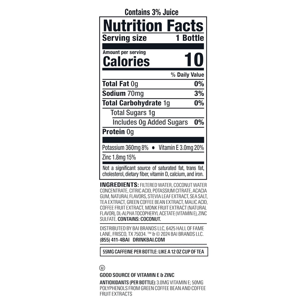 Bai Antioxidant Infused Water Beverage, Shala Coconut Strawberry, with Vitamin C and No Artificial Sweeteners, 18 Fluid Ounce Bottle, 12 Pack