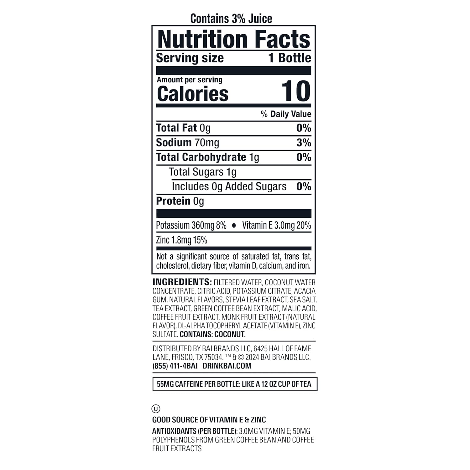 Bai Antioxidant Infused Water Beverage, Shala Coconut Strawberry, with Vitamin C and No Artificial Sweeteners, 18 Fluid Ounce Bottle, 12 Pack