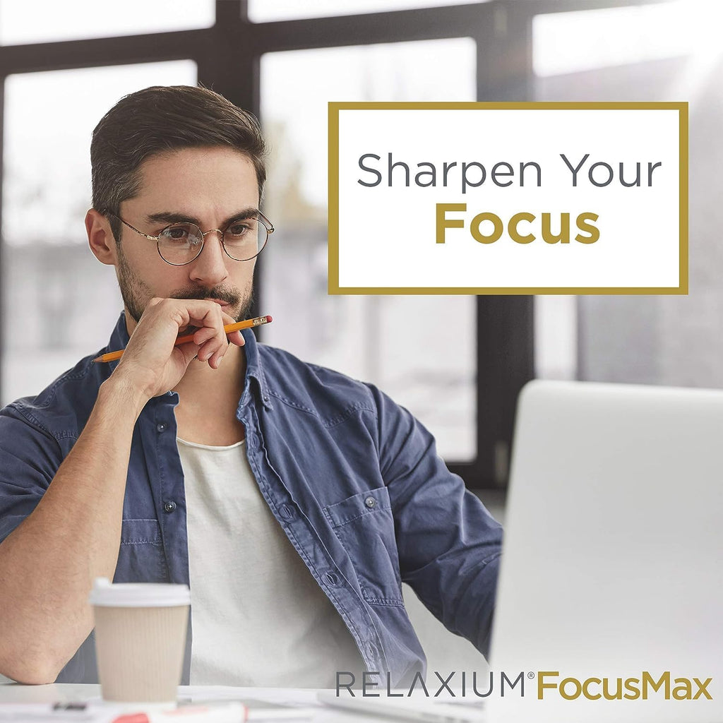 Relaxium FocusMax, Brain & Focus Health Supplement, Mental Clarity Support, Proven Concentration, Focus, Memory, & Nootropics Booster, USA-Manufactured, 30 Vegan Capsules