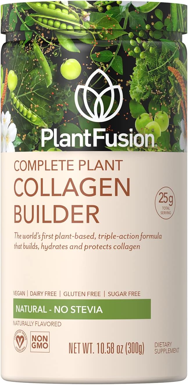 PlantFusion Vegan Collagen Powder - Plant Based Collagen Protein Powder For Muscle & Joints, Hair, Skin & Nails - Keto, Gluten Free, Soy Free, Non-Dairy, No Sugar, Non-GMO - Unflavored 10.58 oz