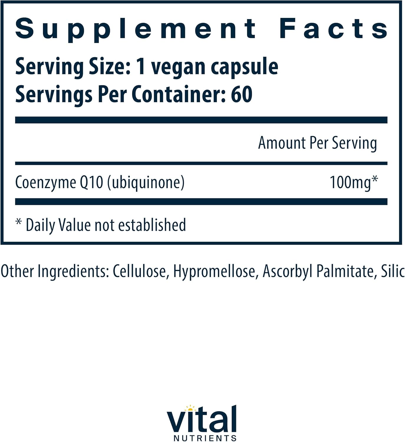 Vital Nutrients CoQ10 100mg | Vegan Supplement | CoEnzyme Q10 from Ubiquinone | Potent Antioxidant to Support Heart Health and Energy Levels* | Gluten, Dairy and Soy Free | Non-GMO | 60 Capsules