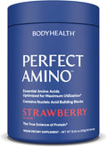 BodyHealth PerfectAmino Powder - BCAA and EAA Powder for Pre and Post Workout - Amino Acid Energy Drink for Men and Women to Support Lean Muscle and Recovery - Strawberry - 120 Servings