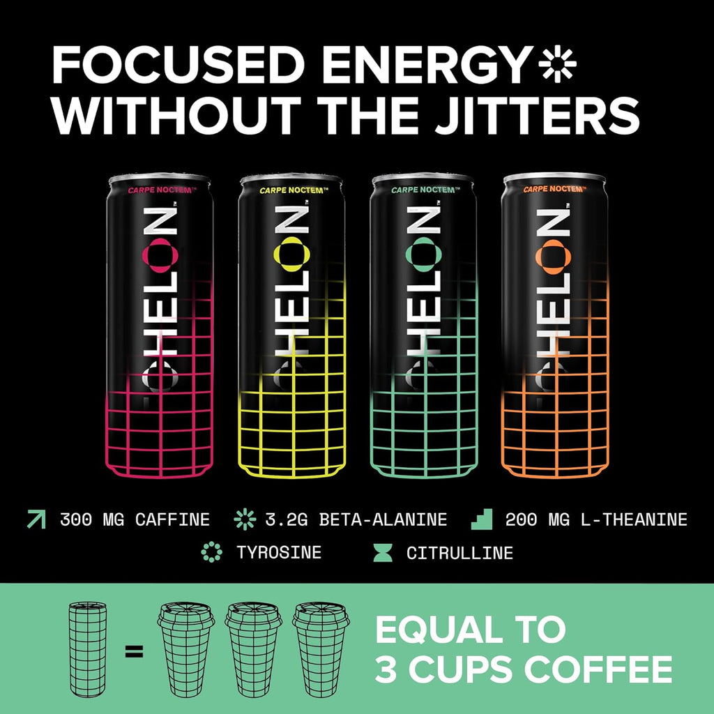 Echelon Pre-Workout Energy Drink - 12-Pack, Variety Pack - Peak Performance, Sustained Energy, Focus and Endurance Dietary Supplement - 300mg of Caffeine, Beta-Alanine, L-Theanine & Fiber - Vegan
