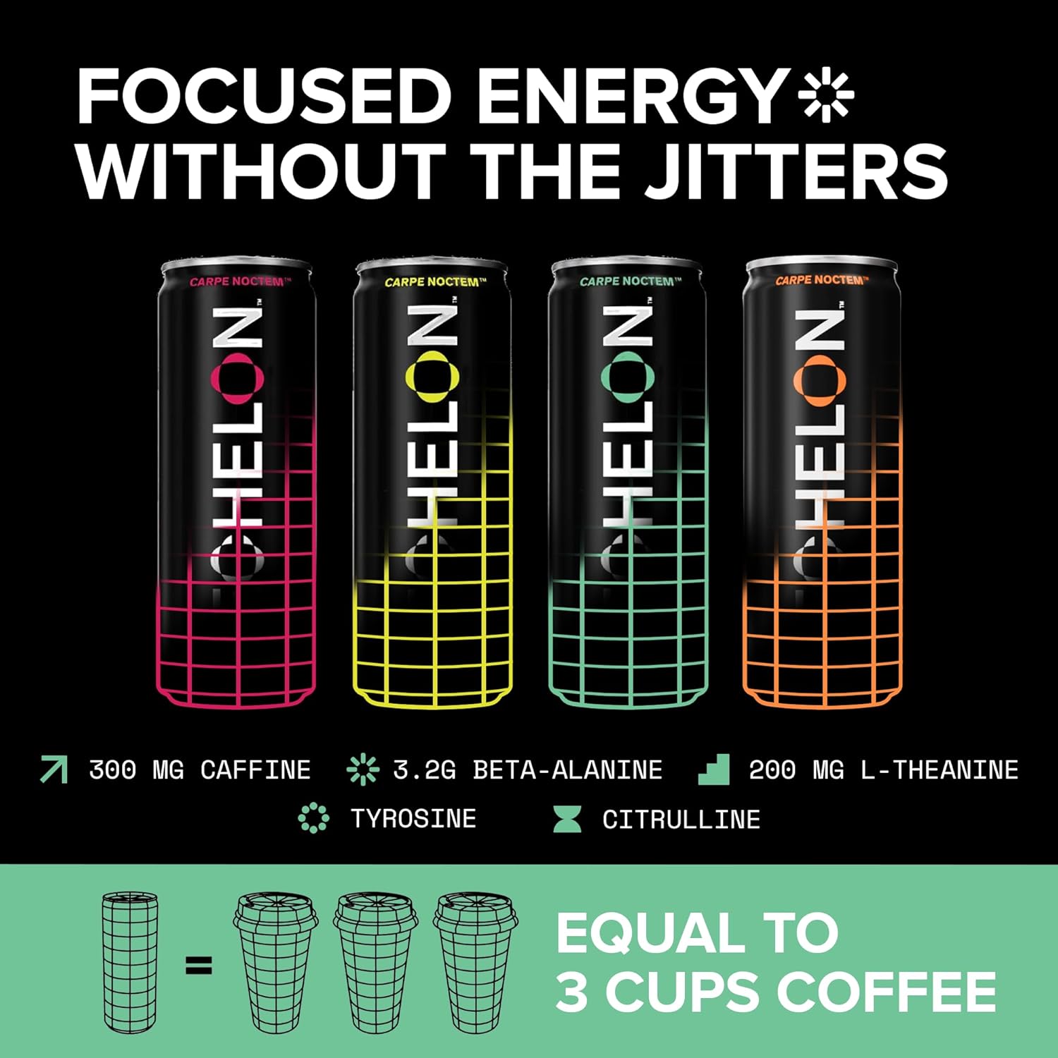 Echelon Pre-Workout Energy Drink - 12-Pack, Variety Pack - Peak Performance, Sustained Energy, Focus and Endurance Dietary Supplement - 300mg of Caffeine, Beta-Alanine, L-Theanine & Fiber - Vegan