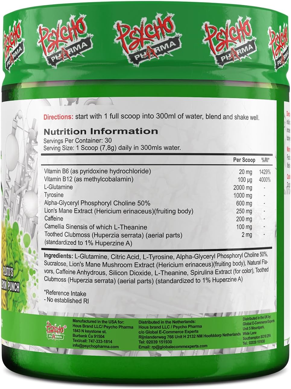 Psycho Pharma. Infinite Brain Nootropic Game Changer. Compete Win (Plato's Lemon Punch, 30 Serving)