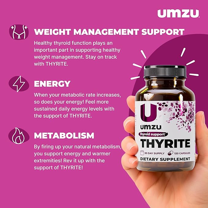 UMZU Thyrite Thyroid Support Supplement, 30 Day Supply – Magnesium Zinc Copper Iodine Selenium and Adaptogenic Herbs Formula – Supports Metabolism Energy and Daily Wellness for Balanced Daily Support