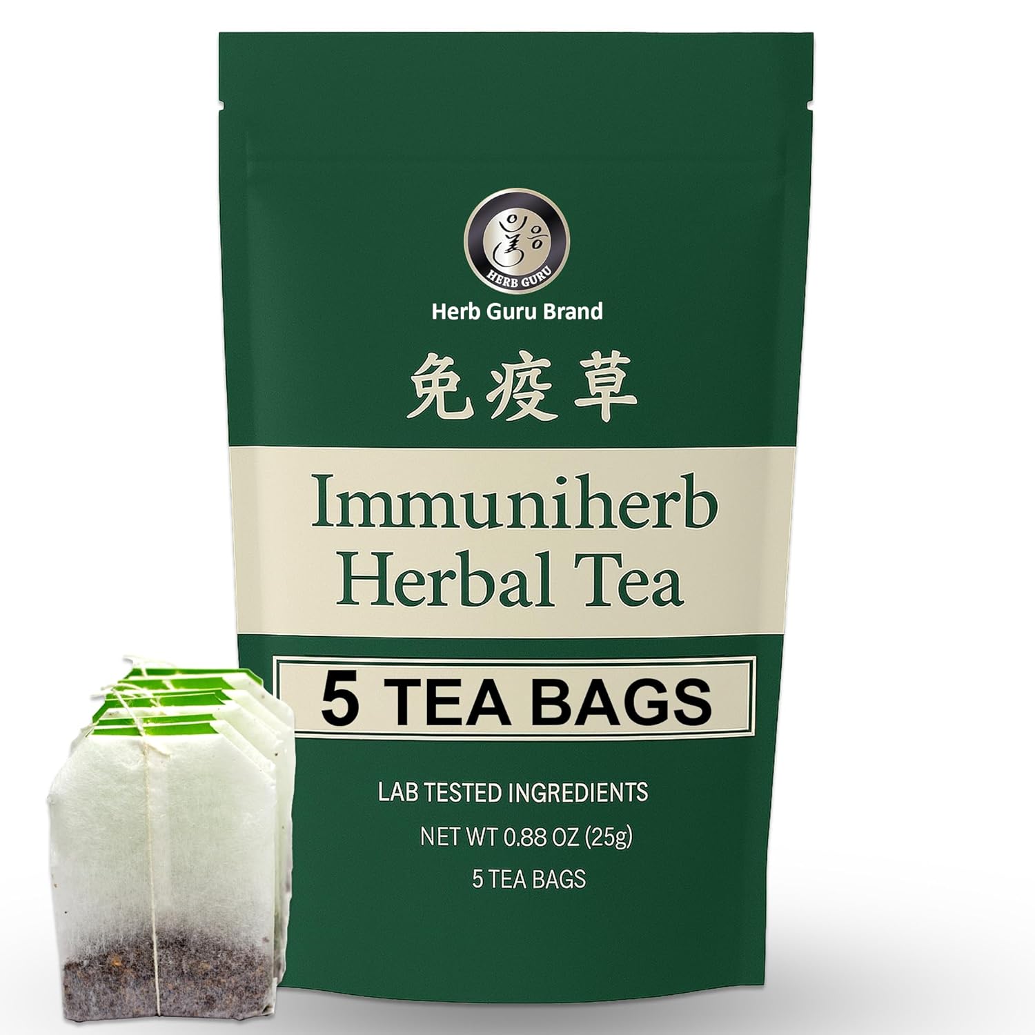 Herb Guru Immuniherb Herbal Tea Bags – Herbal Teas Blend For Respiratory Comfort With Ginger, Licorice Root, Mint, & Chrysanthemum, 0.88 Ounces