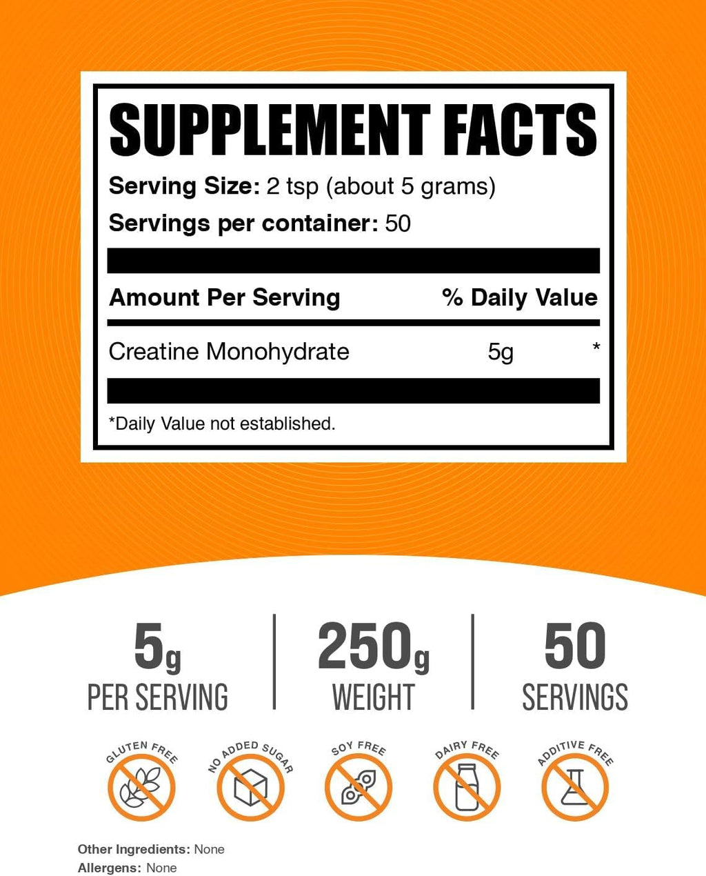 BulkSupplements.com Creatine Monohydrate Powder - Micronized Creatine Powder, Unflavored - Pure & Gluten Free, 5g (5000mg) per Servings, 250g (8.8 oz) (Pack of 1)