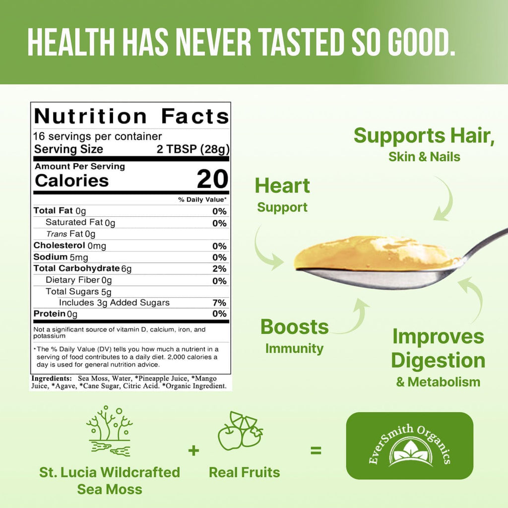Wildcrafted Irish Sea Moss Gel | Made in USA | Rich in Vitamins & Minerals | Sea Moss Gel Raw | Nutritional Supplement | Mango Pineapple (1 Jar)