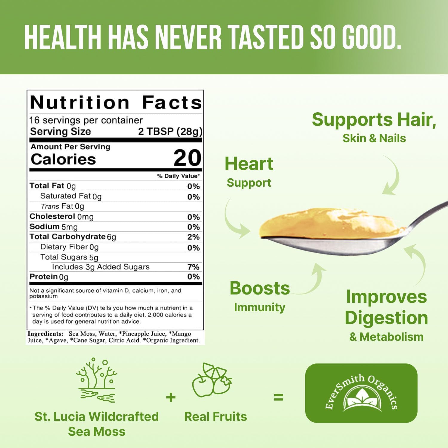Wildcrafted Irish Sea Moss Gel | Made in USA | Rich in Vitamins & Minerals | Sea Moss Gel Raw | Nutritional Supplement | Mango Pineapple (1 Jar)