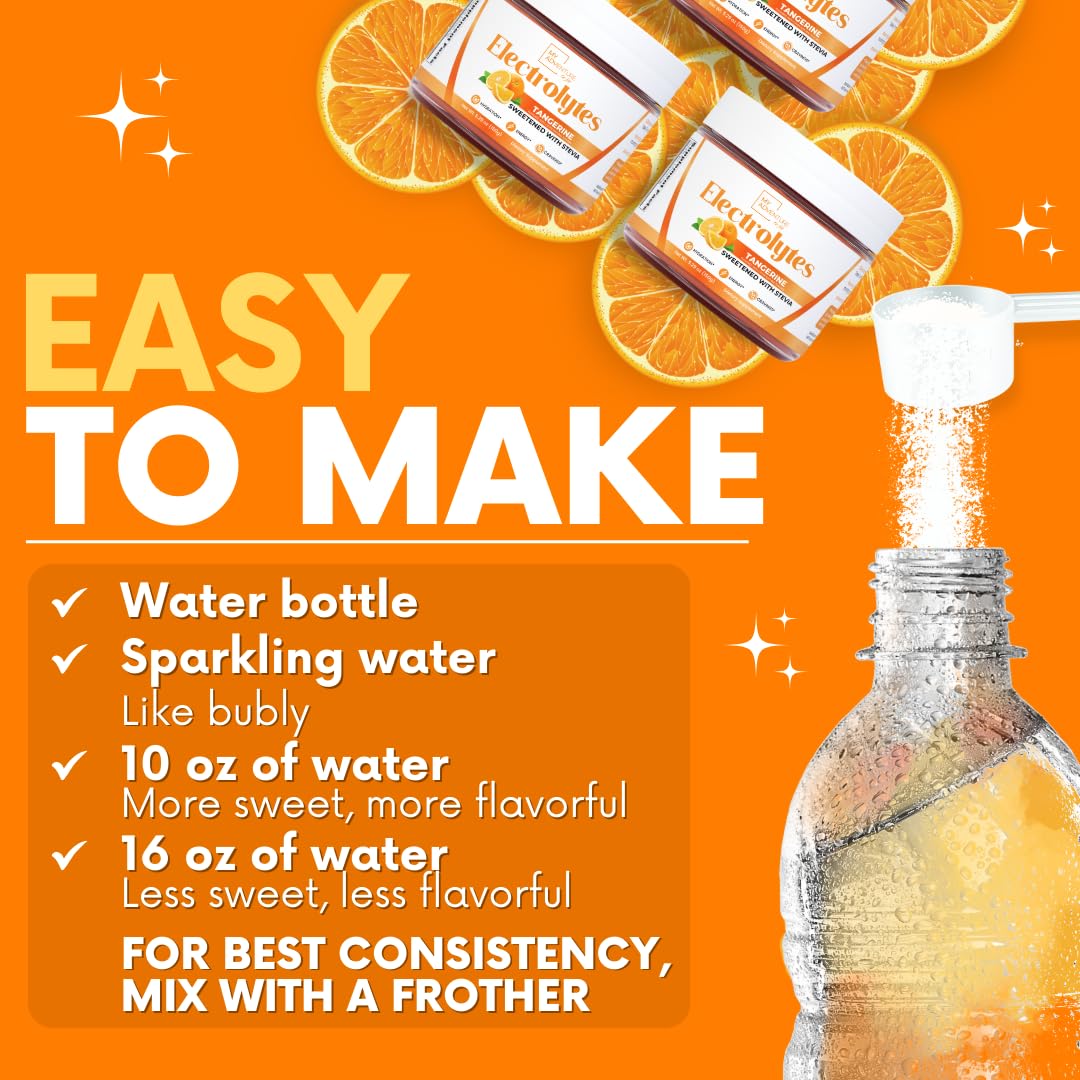 Zero Sugar - Tangerine Electrolytes Powder - Refreshing Hydration - Caffeine Free Energy with All Natural Ingredients - Vegan, Keto & Paleo - Sugar Free Electrolytes Hydration Drink Mix - 30 Servings