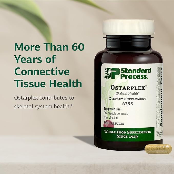 Standard Process Ostarplex - Dietary Supplement for Connective Tissue Health - Aids Liver Health & Function - Contains Vitamin B6 - Non-Dairy - 90 Capsules (90 Servings)