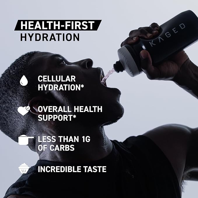 Kaged Hydration Electrolytes Powder | Red Raspberry | Hydra-Charge Sports Drink Mix | Pre, Post, Intra Workout | Low Carb, Vegan, Gluten Free | Supplements for Men & Women | 30 Servings