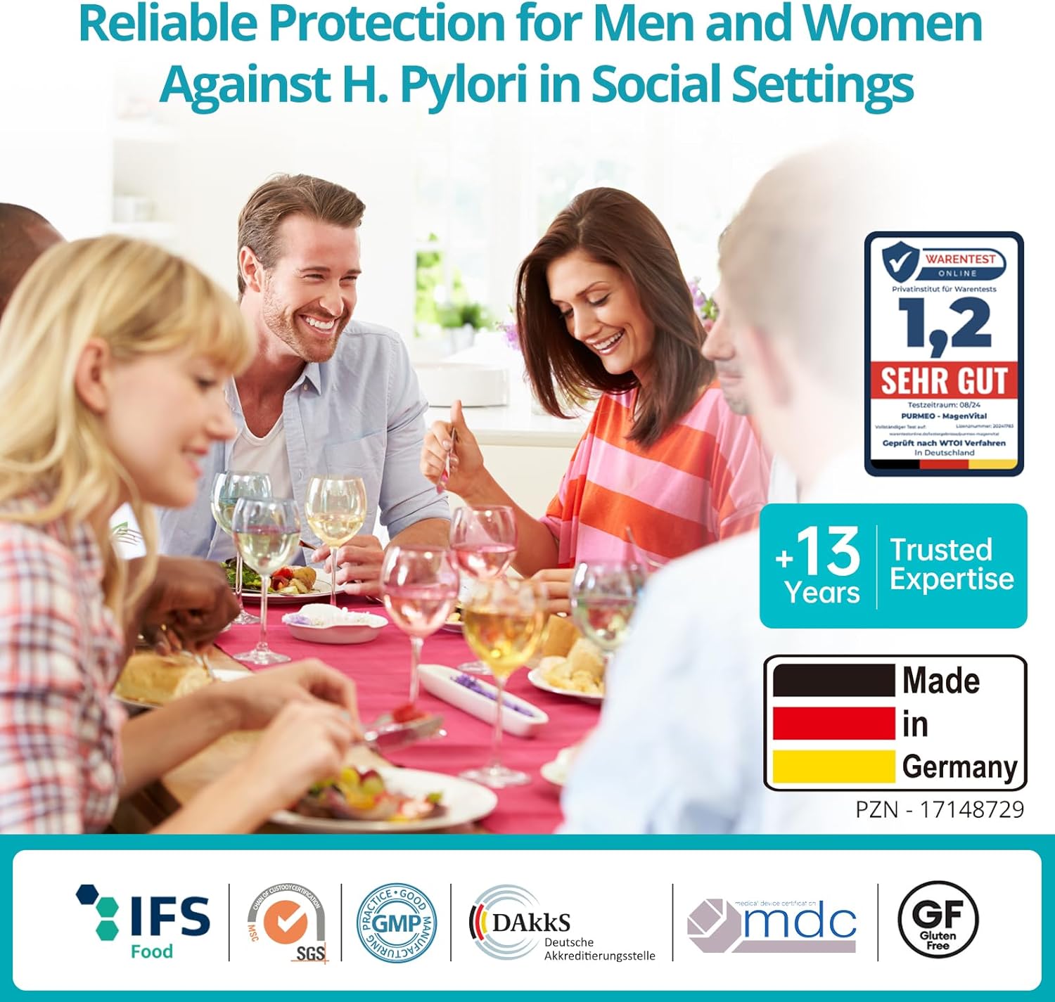5 in 1 High Potency H. Pylori Treatment Probiotics - Gastritis Support - 1 Per Day - Pylopass Lactobacillus Reuteri DSM17648 - No Refrigeration Needed - Made in Germany