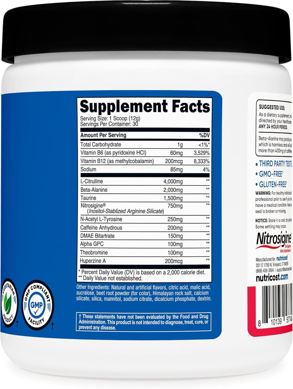 Nutricost Pre-Workout Powder (Strawberry Margarita) 30 Servings - GMO-Free, Gluten-Free, Vegetarian