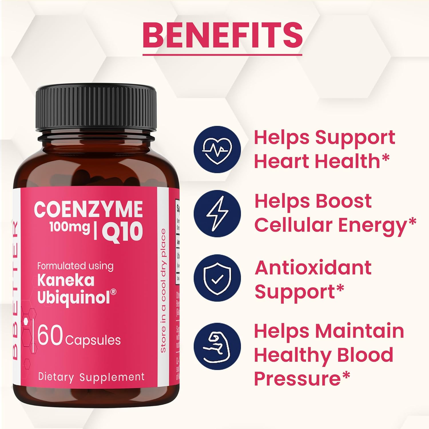 BBETTER Coenzyme Q10 – 100 mg with Kaneka Ubiquinol, Active Form of CoQ10 -Supports Cellular Health & Natural Energy Production- High-Absorption Formula - 120 Softgels