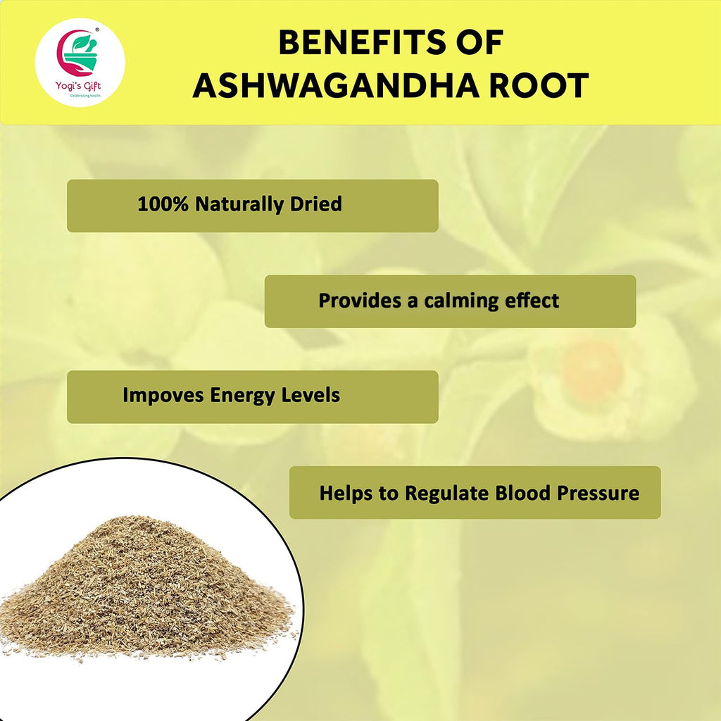 Ashwagandha Root 1lb | Dried Ashwagandha Herb | 100% Naturally Dried | Withania Somnifera | Best Particle Size for Making Tea | by Yogi's Gift®